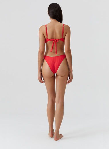 Noto Bikini Top Red Ribbed