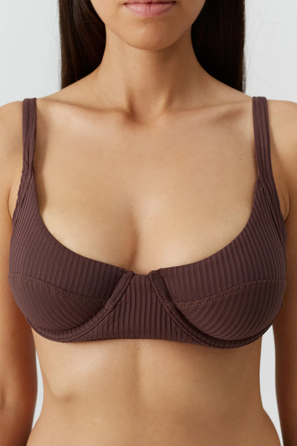 Load image into Gallery viewer, Noto Bikini Top Brown Ribbed

