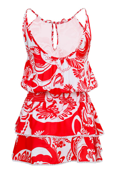Rosa Tie Neck Tiered Short Dress Floral