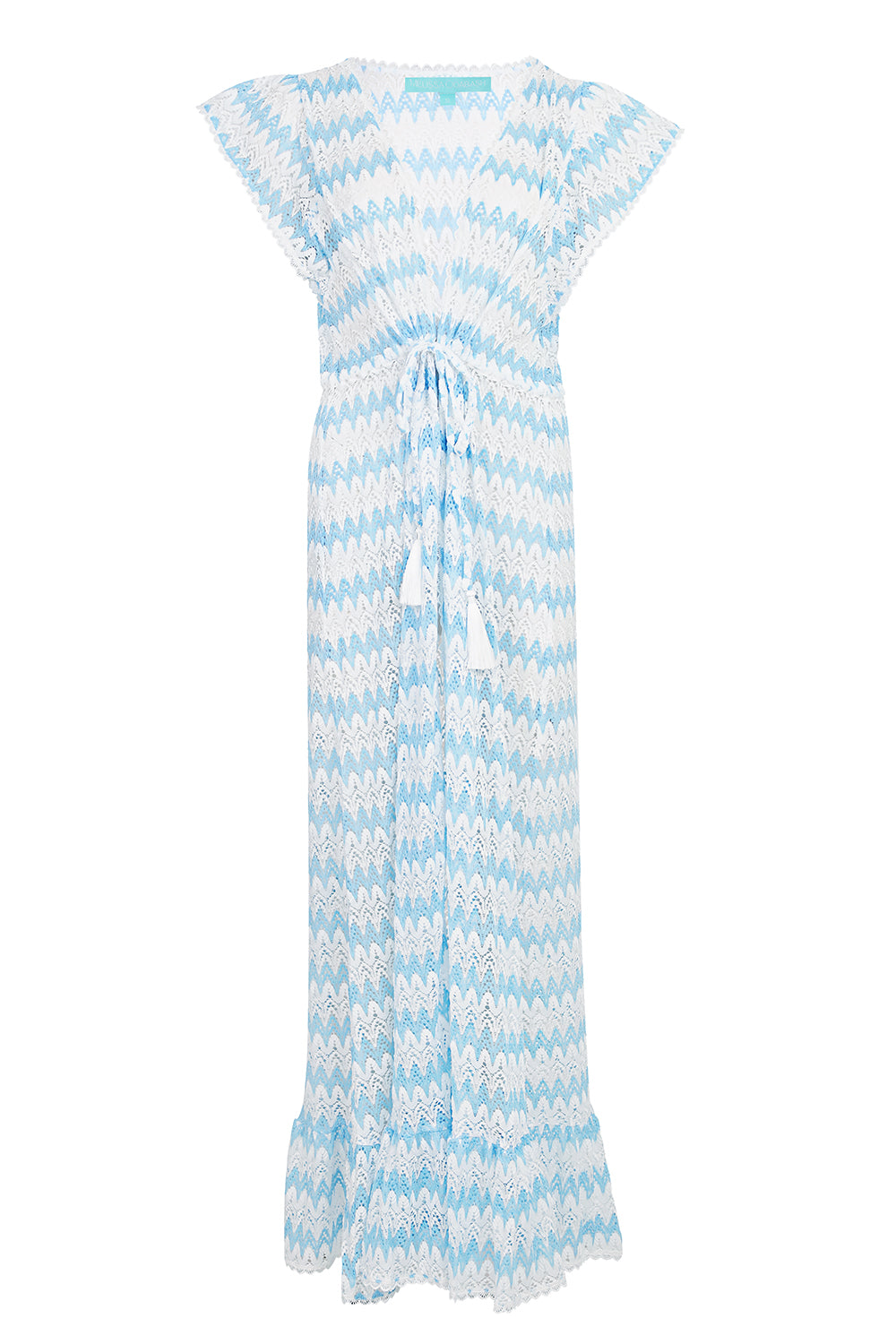 Load image into Gallery viewer, Stevie Long Knit Kaftan White/Oasis
