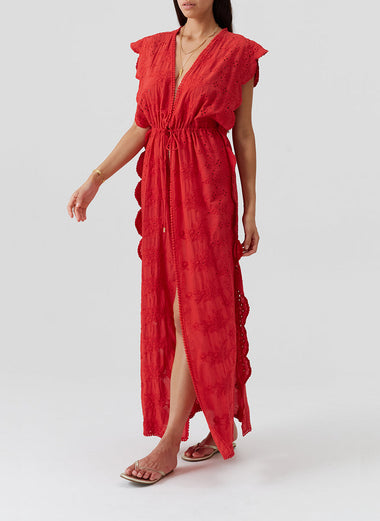 Talitha Long Kaftan Red