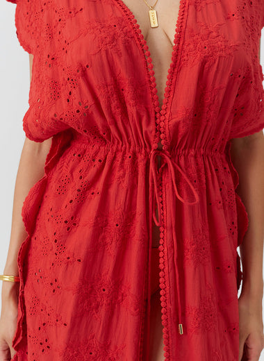 Talitha Long Kaftan Red