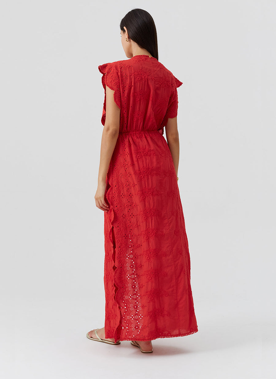 Load image into Gallery viewer, Talitha Long Kaftan Red

