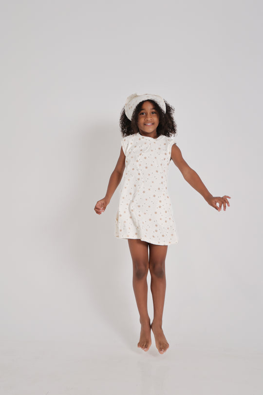 Star Flower Terry Towelling Dress & Head Scarf