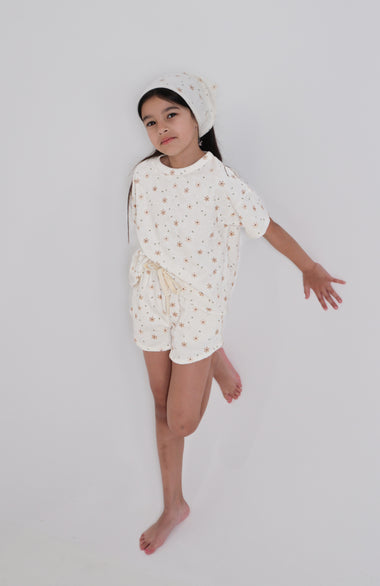 Star Flower Terry Towelling Set and head Scarf