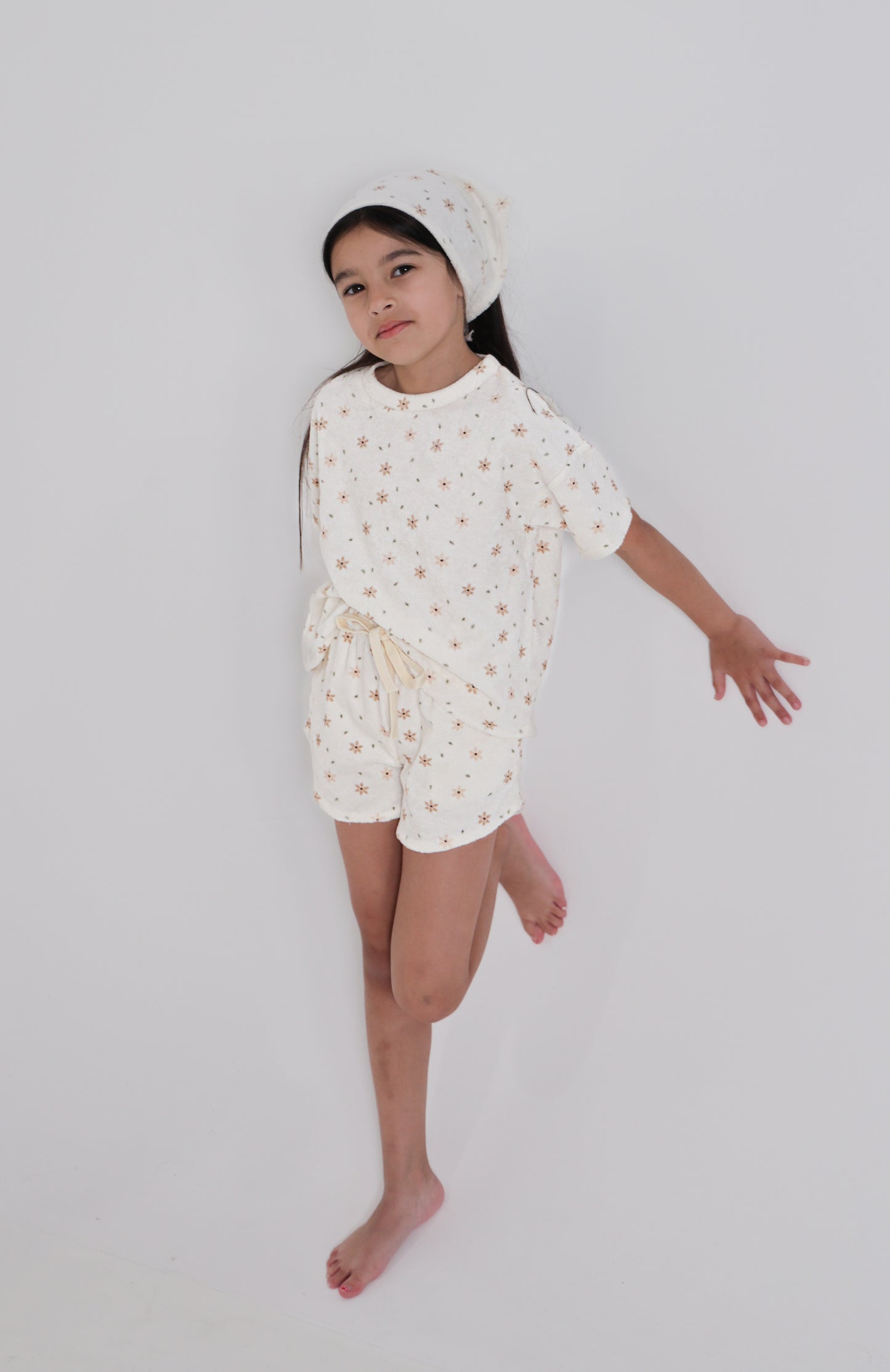 Load image into Gallery viewer, Star Flower Terry Towelling Set and head Scarf
