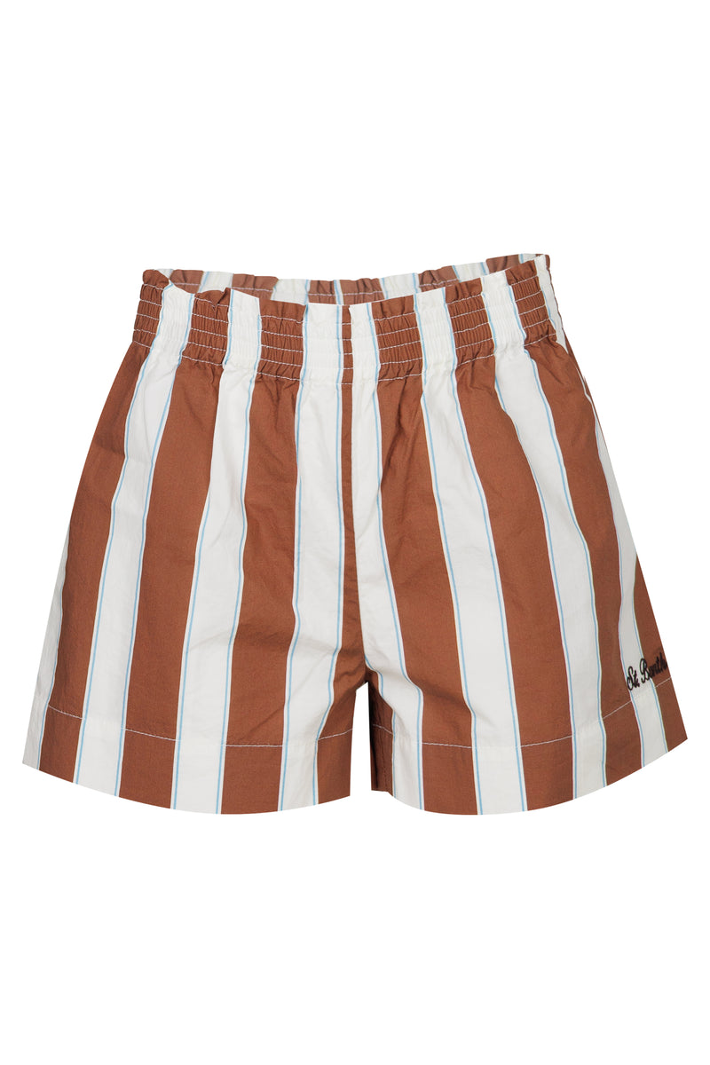 Meave Jr Cotton Shorts With White and Brown Stripes