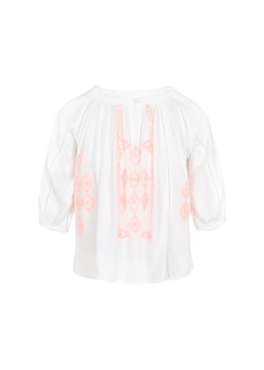 Girls Aliya White Fluro Top - Top