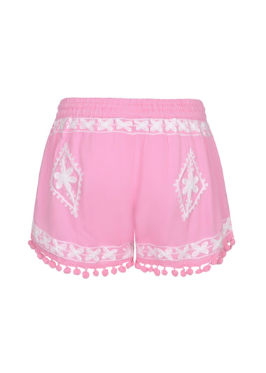 Girls Sienna Pale Pink White Shorts - Shorts