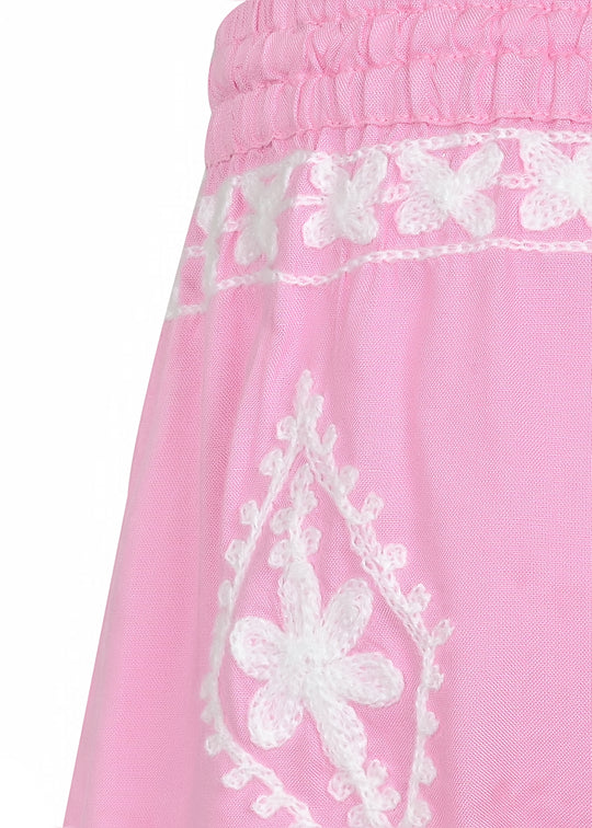 Girls Sienna Pale Pink White Shorts - Shorts