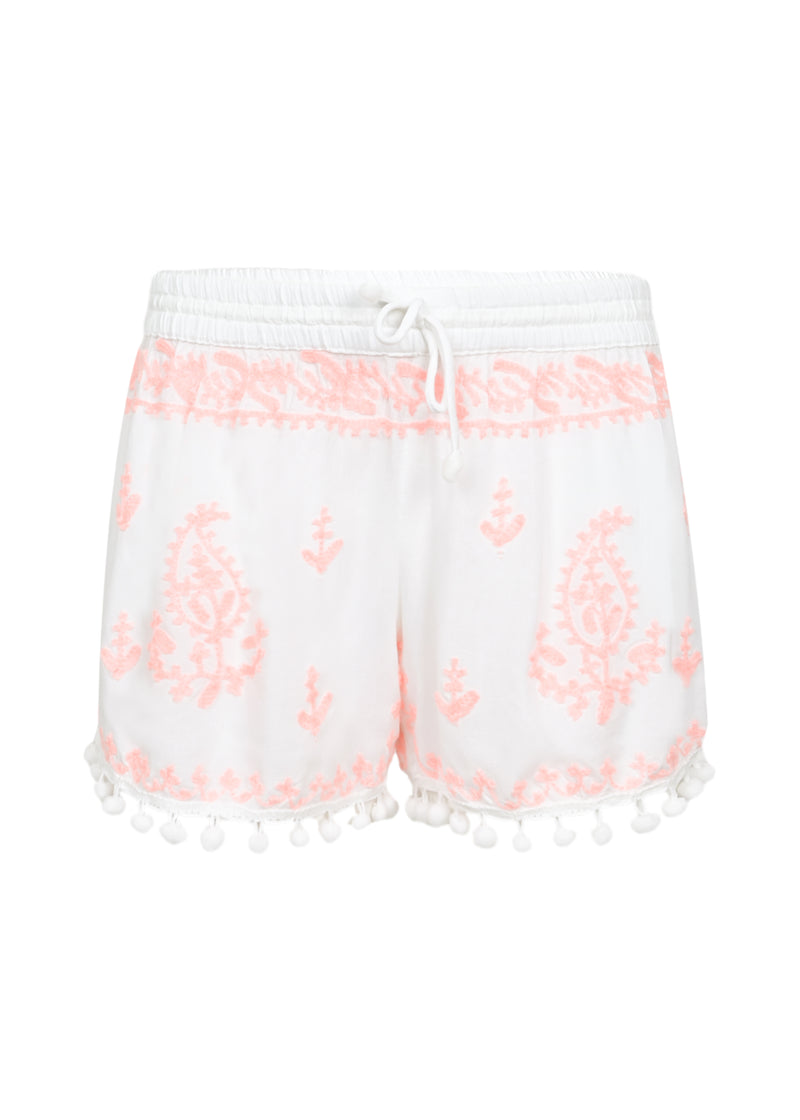 Girls Sienna White and Fluro Shorts