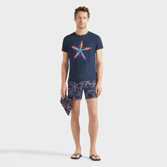 Load image into Gallery viewer, Men Stretch Short Swim Shorts Disco Stars
