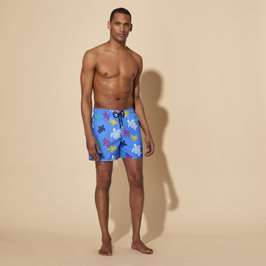 Men Swim Shorts Ronde Des Tortues Multicolored Blue - Men’s Swim Shorts