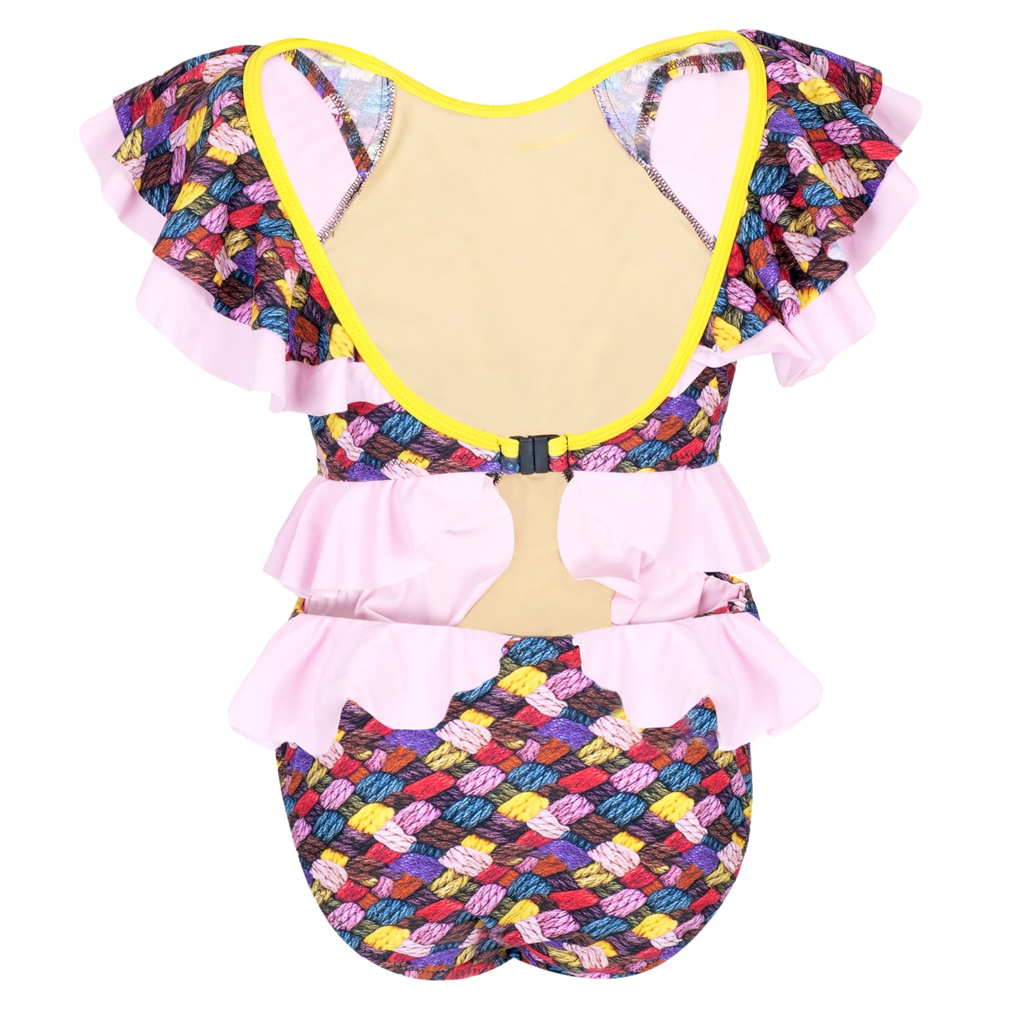 Multi Color Ruffle Swimsuit for Girls - One Piece
