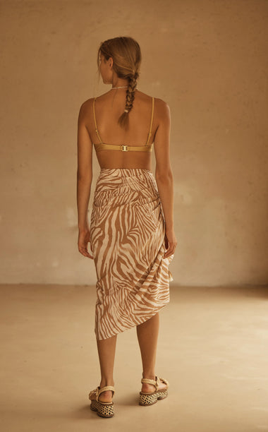 Tasselled Pareo Notae Brown/White - ONE SIZE - Sarong