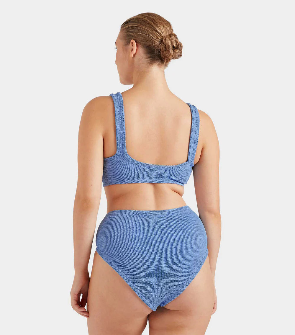 Load image into Gallery viewer, Nadine Bikini Fabric Covered Hoops Cornflower
