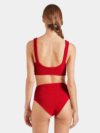 Nadine Bikini Fabric Covered Hoops Red