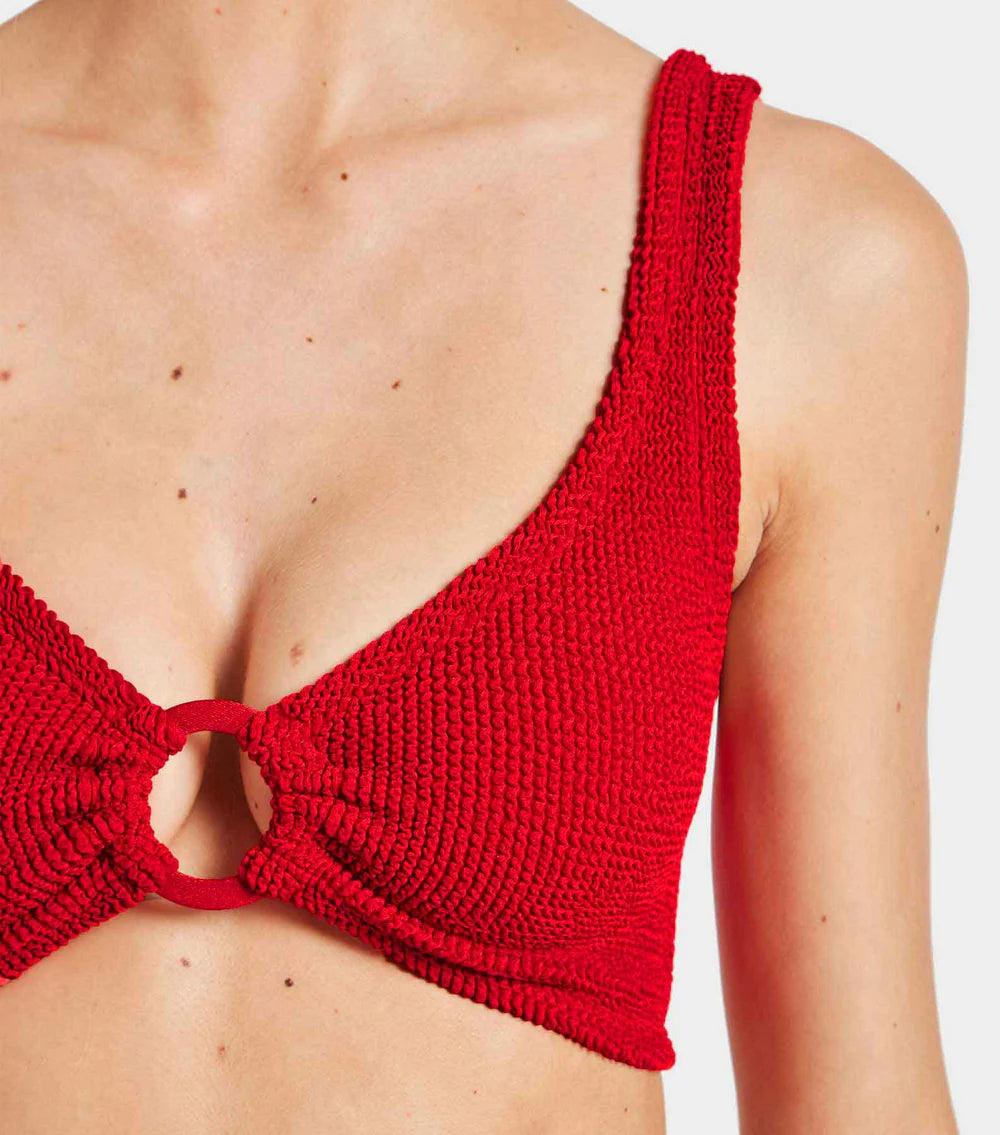 Load image into Gallery viewer, Nadine Bikini Fabric Covered Hoops Red
