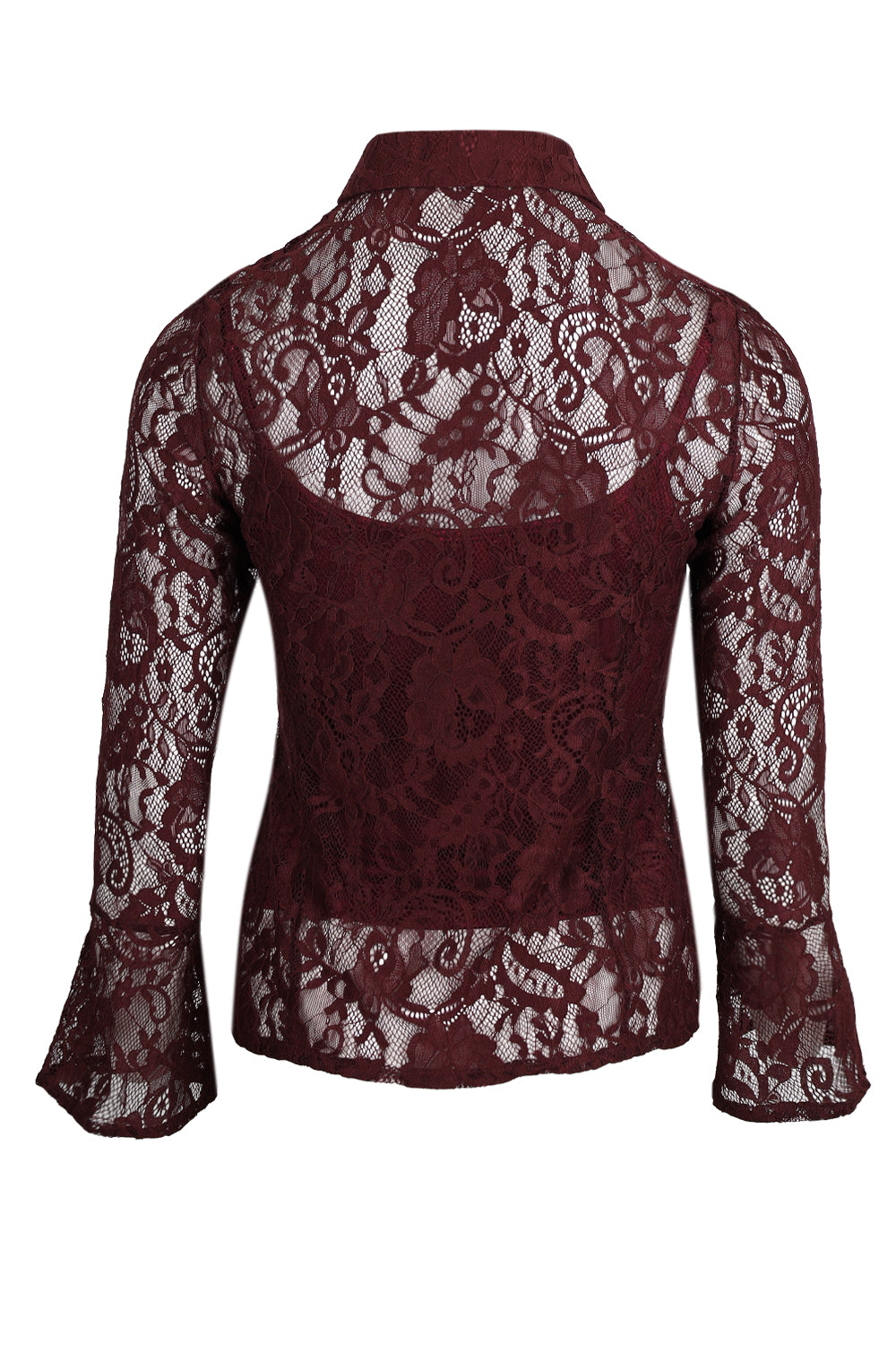 Load image into Gallery viewer, Burgundy Lace Shirt
