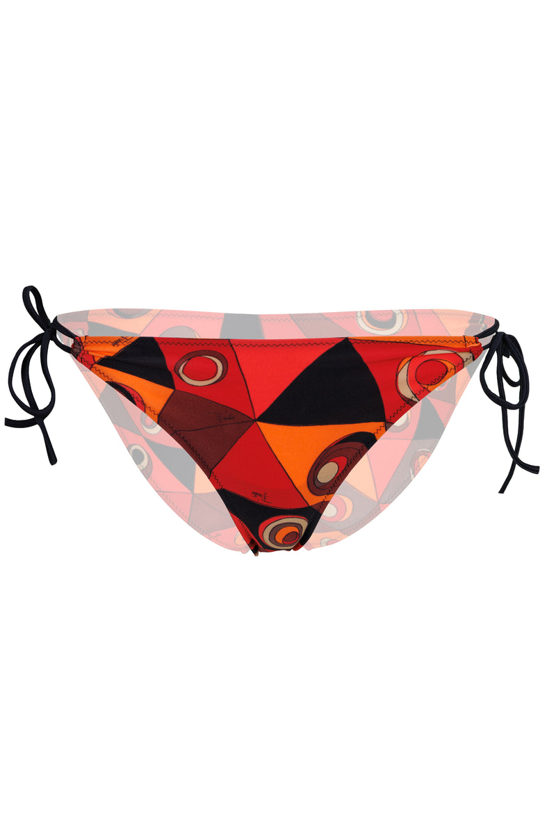 Occhi Print Adjustable Bikini Bottom Orange/Black