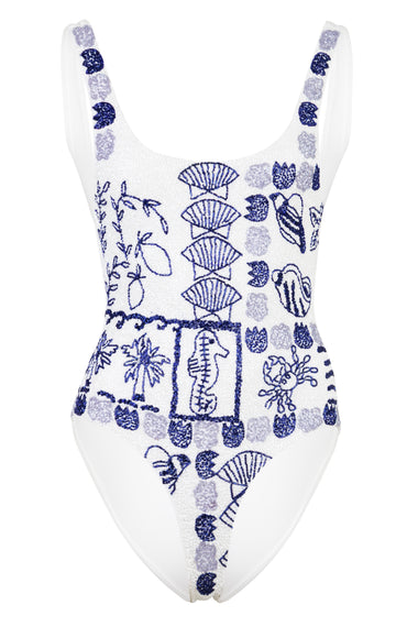 Marie Sea Swimsuit White and Blue