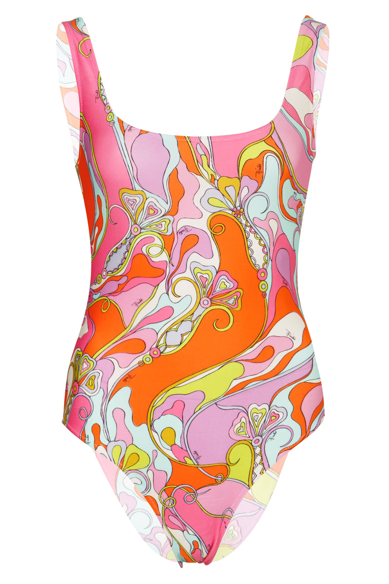Orchidee Print One-Piece Swimsuit Multicolor