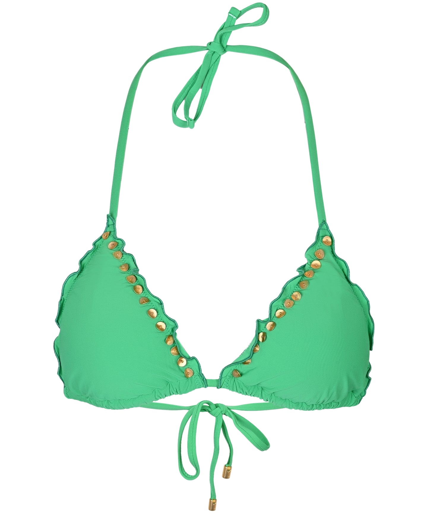 Load image into Gallery viewer, Embroidered Lettuce Edge Tri Clover - Bikini Top
