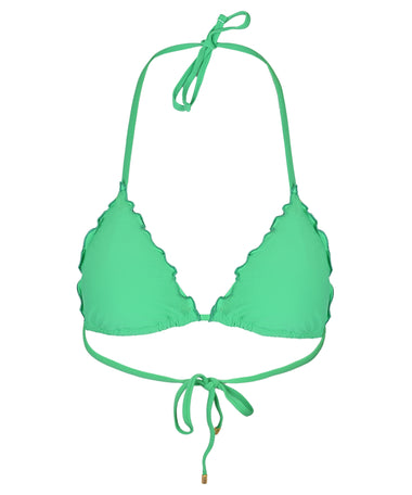 Embroidered Lettuce Edge Tri Clover - Bikini Top