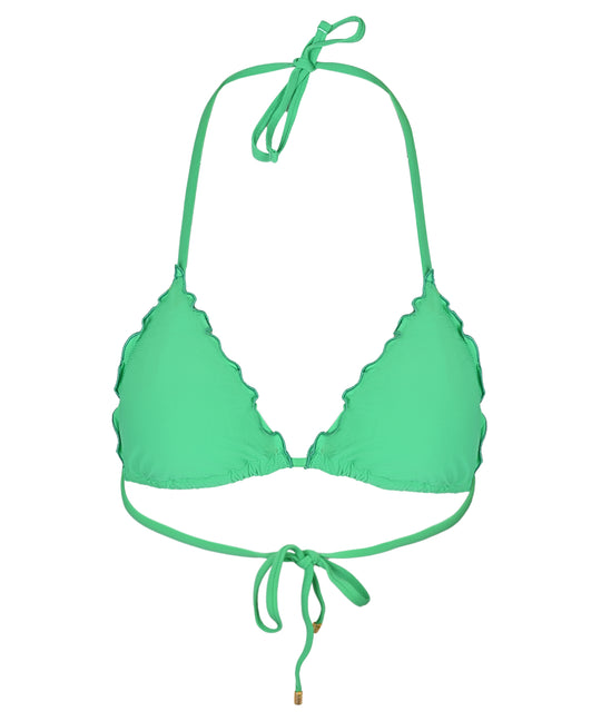 Embroidered Lettuce Edge Tri Clover - Bikini Top