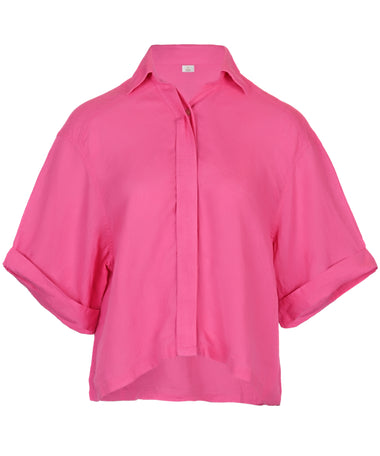 Hot Pink Linen Top - Top