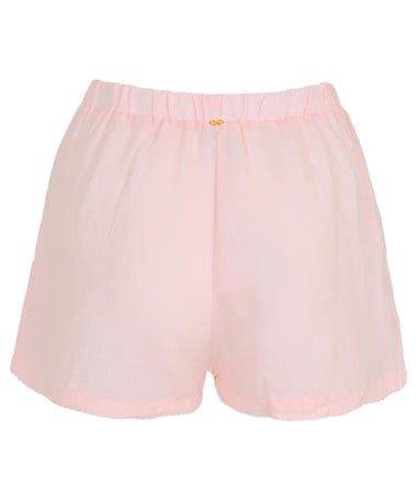 Scalloped Linen Shorts Pink - Shorts