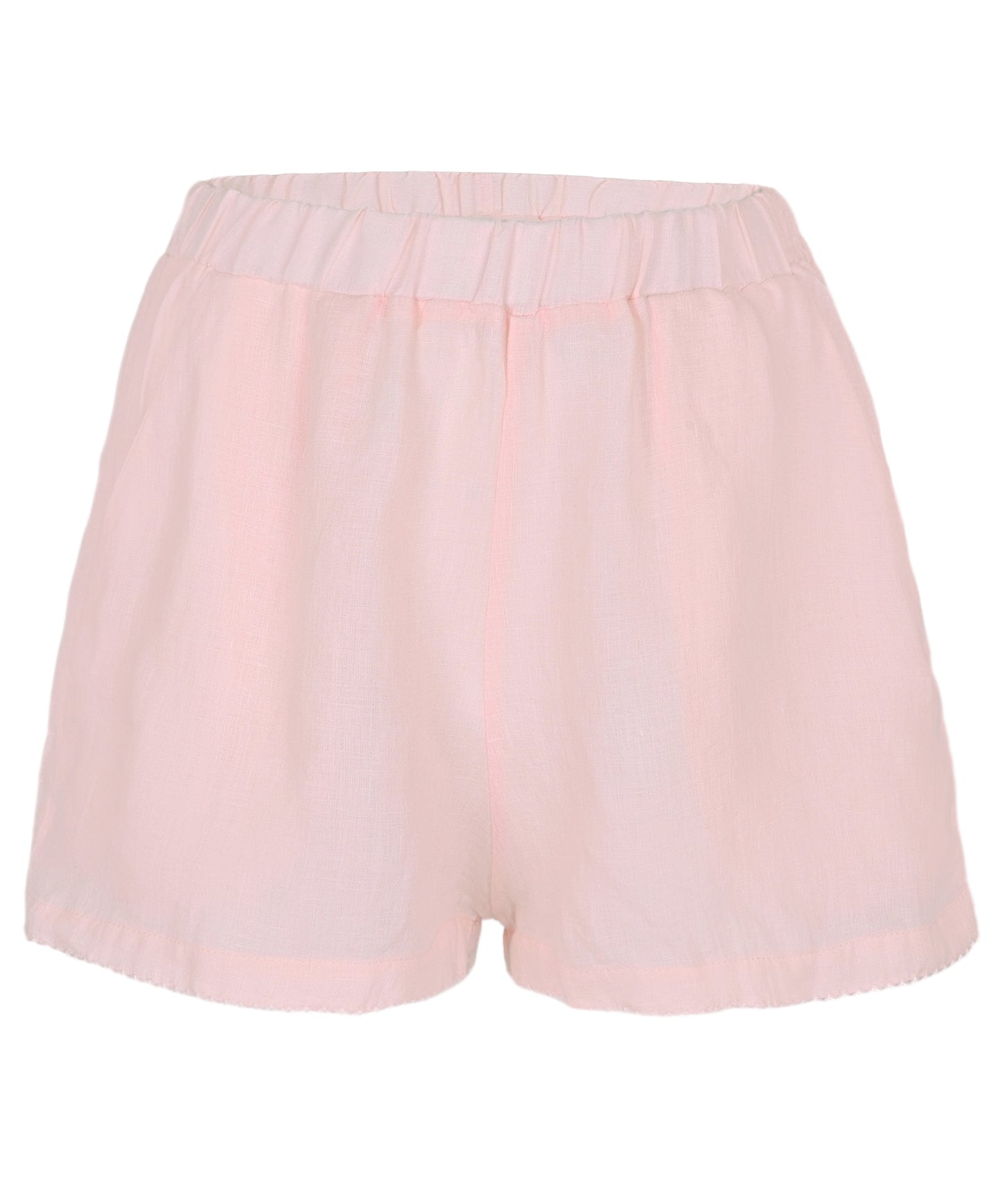 Scalloped Linen Shorts Pink - Shorts