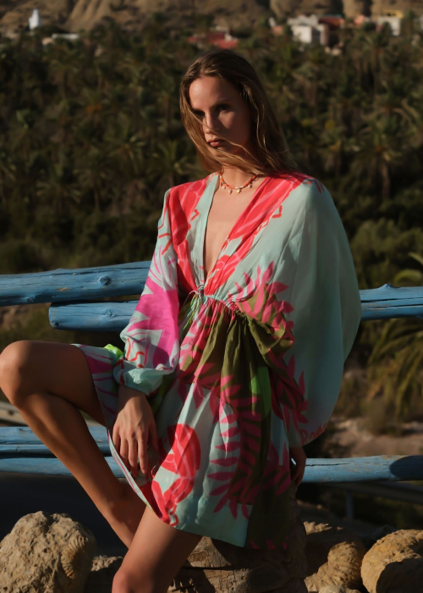 Load image into Gallery viewer, Astra Crazy Lobster Khaki Mini Dress - ONE SIZE - Dress
