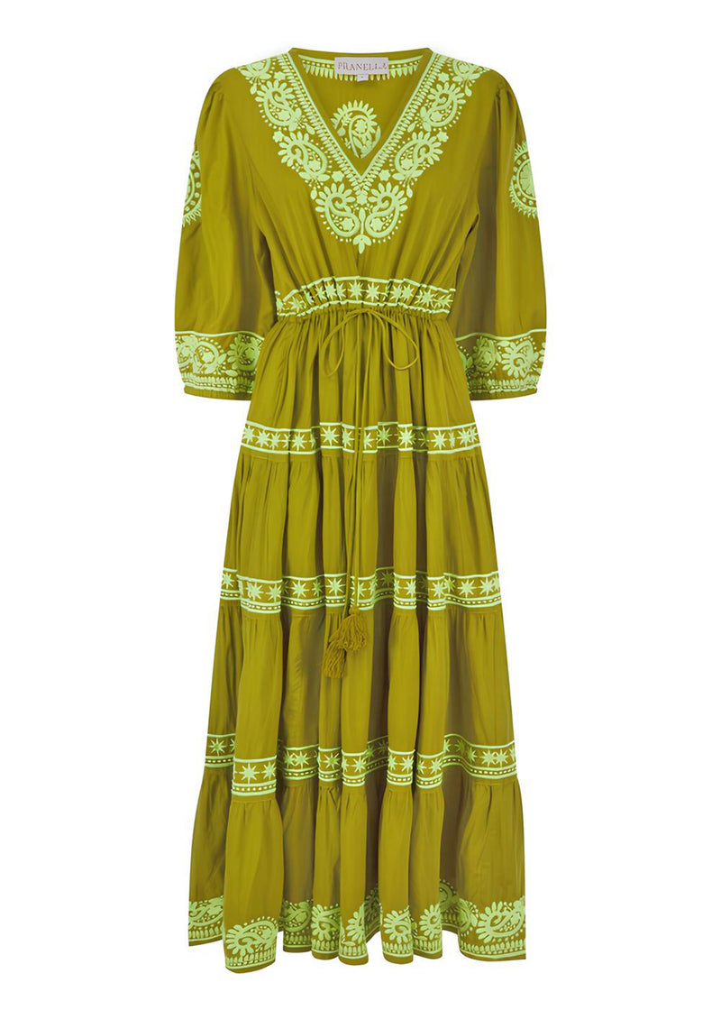 Azul Khaki Lime Maxi Dress