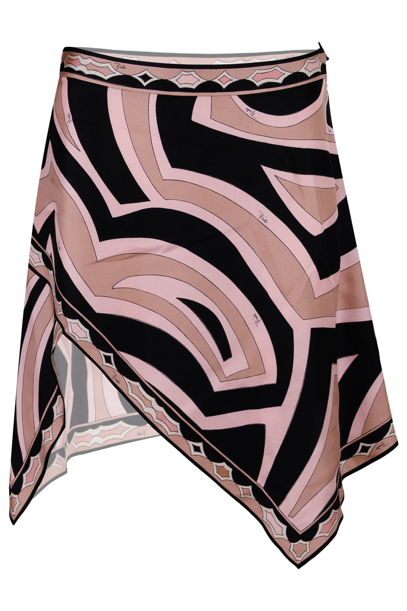 Labirinto Print Silk Scarf Skirt Nude