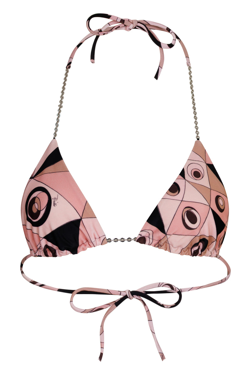 Occhi Print Triangle Bikini Top Nude