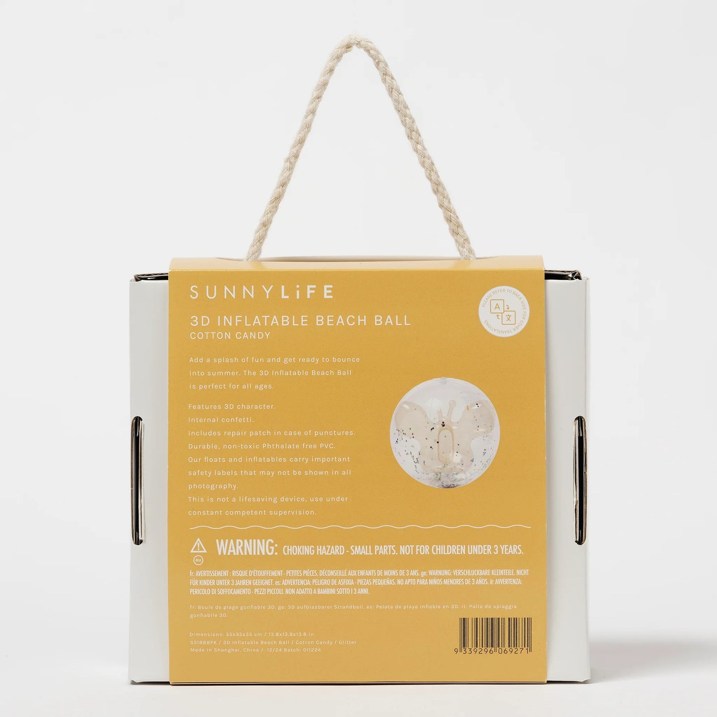 Load image into Gallery viewer, 3D Inflatable Beach Ball Cotton Candy Glitter - Beach Toy
