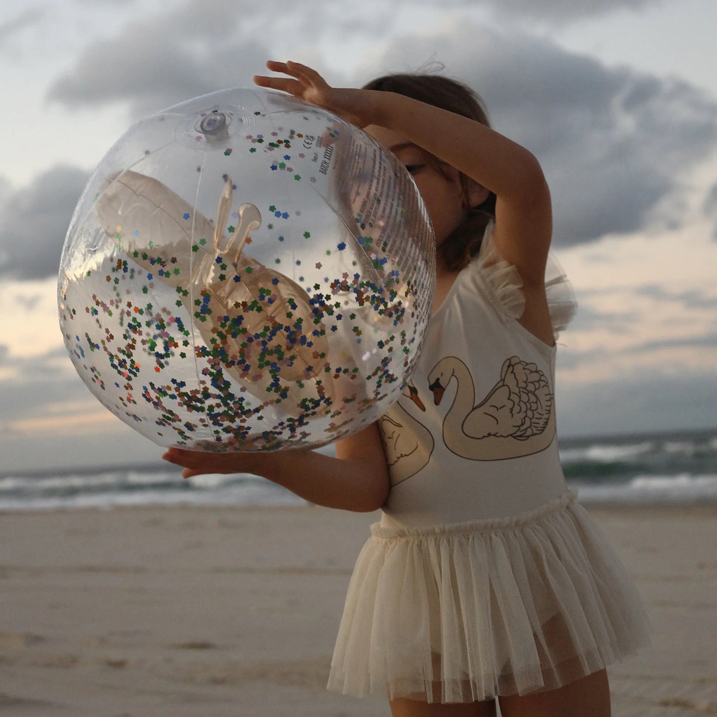 Load image into Gallery viewer, 3D Inflatable Beach Ball Cotton Candy Glitter - Beach Toy
