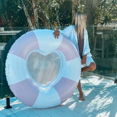Luxe Tube Pool Ring Stole My Heart Pink Stripe - Pool Inflatable
