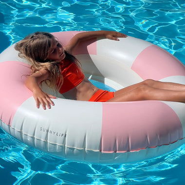 Luxe Tube Pool Ring Stole My Heart Pink Stripe - Pool Inflatable