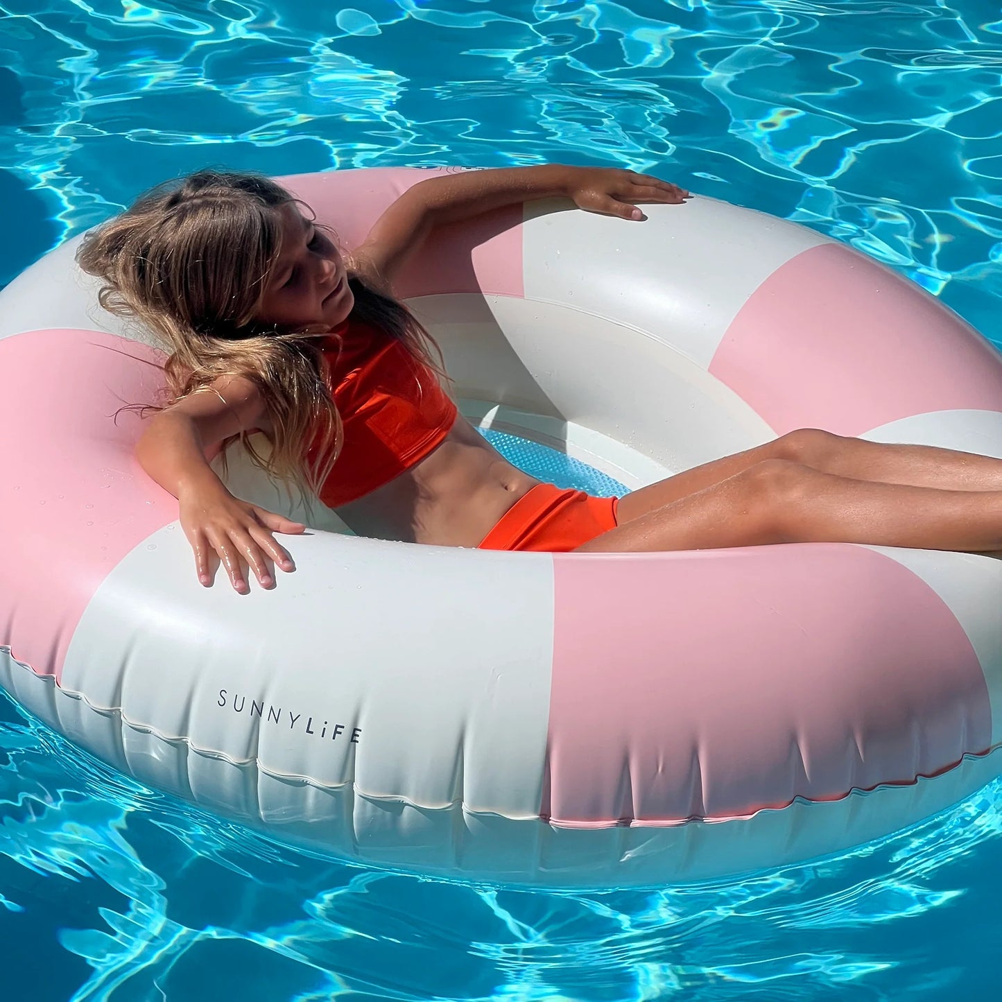 Load image into Gallery viewer, Luxe Tube Pool Ring Stole My Heart Pink Stripe - Pool Inflatable
