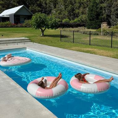 Luxe Tube Pool Ring Stole My Heart Pink Stripe - Pool Inflatable