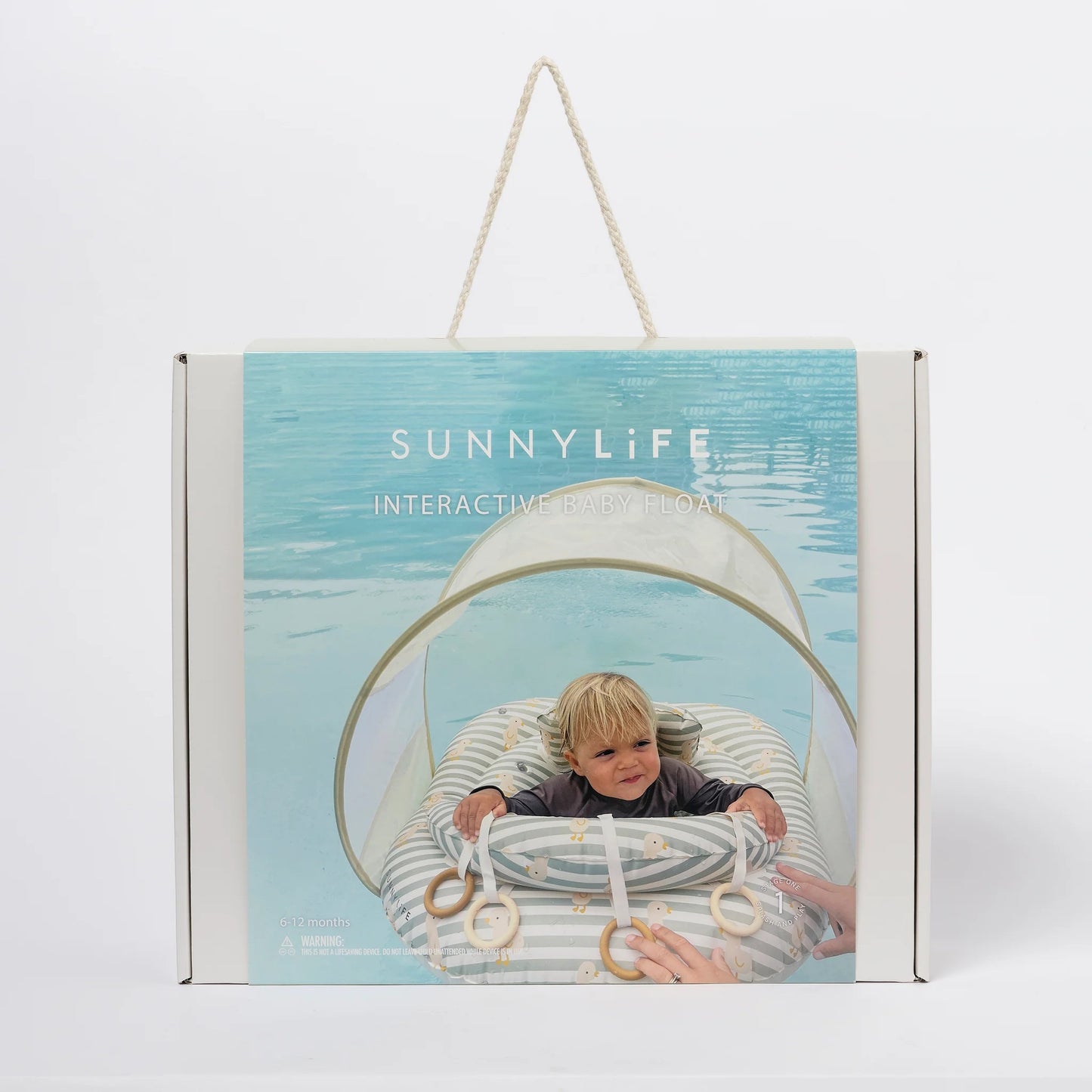 Load image into Gallery viewer, Interactive Baby Float Duck Sage Stripe - Pool Inflatable
