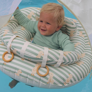 Interactive Baby Float Duck Sage Stripe - Pool Inflatable