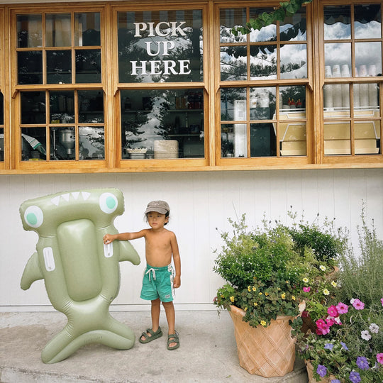 Kids Lie-On Float Salty the Shark Khaki - Pool Inflatable