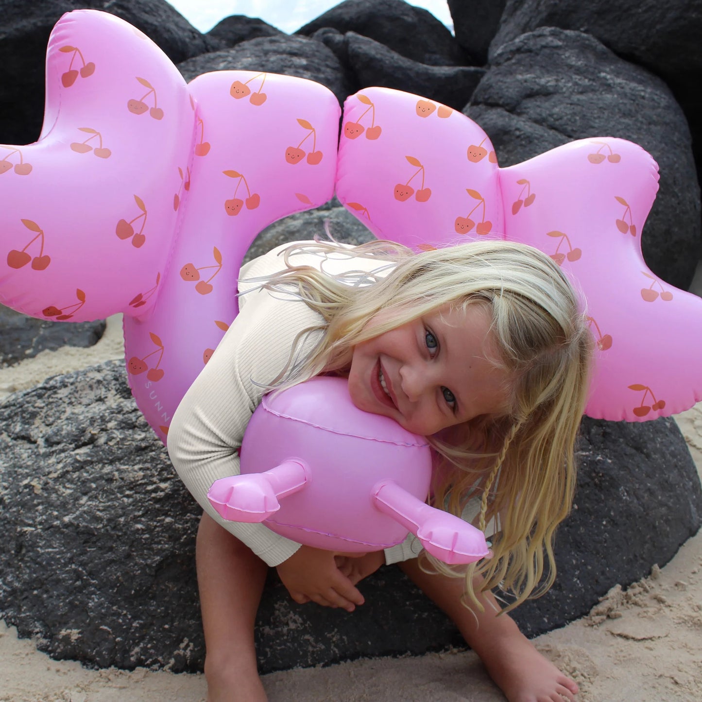 Load image into Gallery viewer, Kids Tube Pool Ring Cotton Candy Cherry - Pool Inflatable
