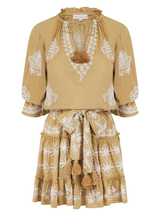 Load image into Gallery viewer, Sia Coffee Pearl Mini Dress - Dress
