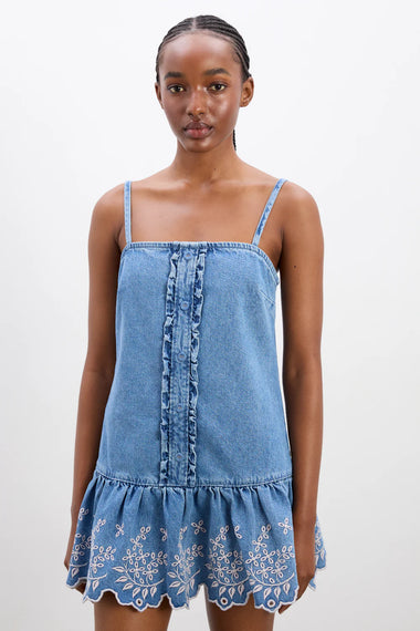 Lana Mini Dress Embroidered Denim
