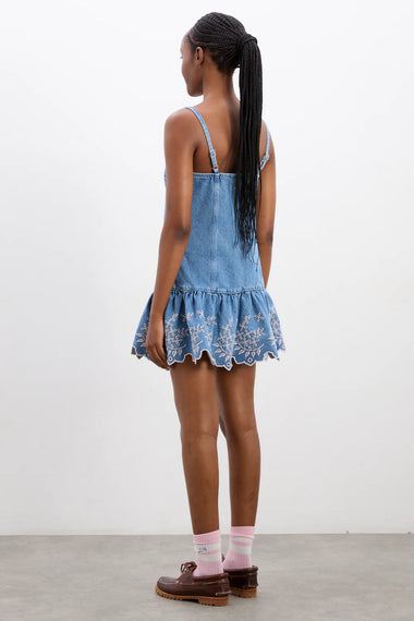Lana Mini Dress Embroidered Denim