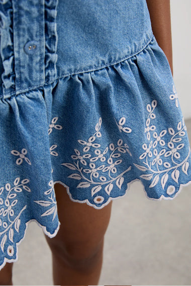 Lana Mini Dress Embroidered Denim